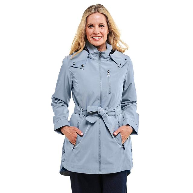 Womens Nautica Belted Rain Jacket w/Chest Zipper & Hood