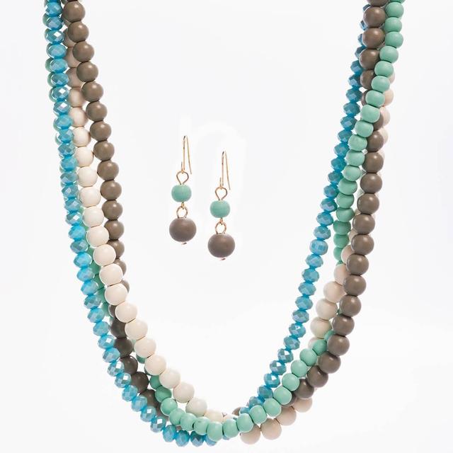 Ashley Cooper(tm) Twist Beaded Necklace & Earrings Set