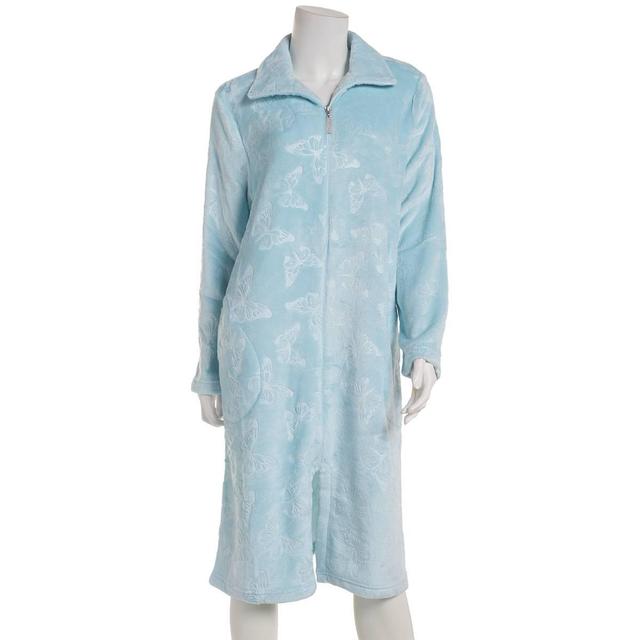Womens Jasmine Rose Long Sleeve Butterfly Emboss Zip Robe