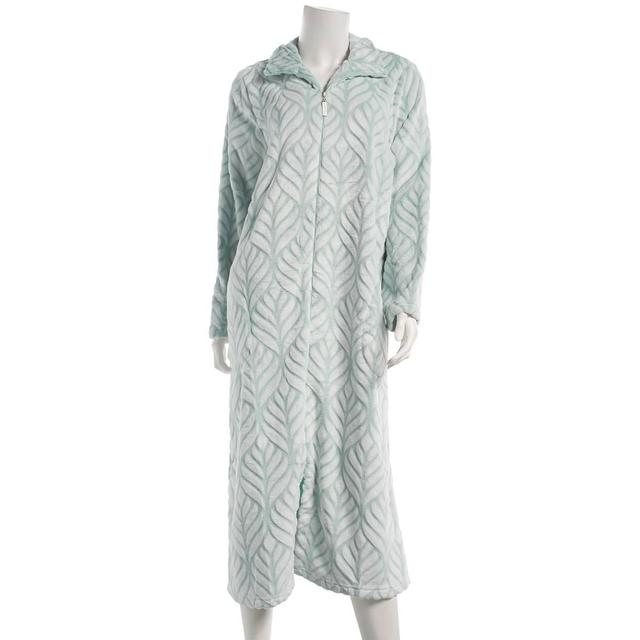 Womens Jasmine Rose Long Sleeve 48 Leaves Melange Cut Zip Robe