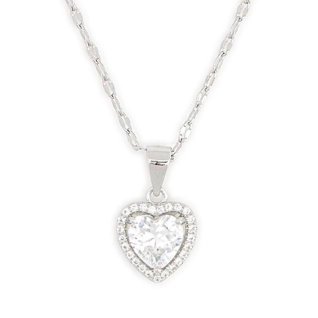 Gianni Argento Sterling Silver White Sapphire Heart Halo Pendant