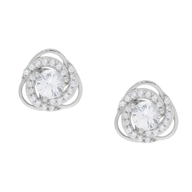 Gianni Argento White Sapphire Flower Stud Earrings