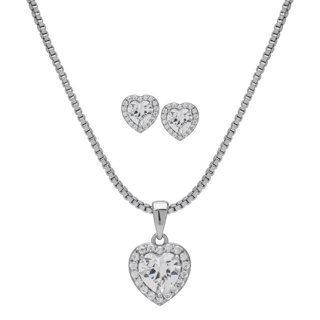 Gianni Argento Lab White Sapphire Heart 2pc. Set