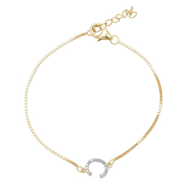 Gianni Argento Lab 14kt. Gold White Sapphire Initial C Bracelet