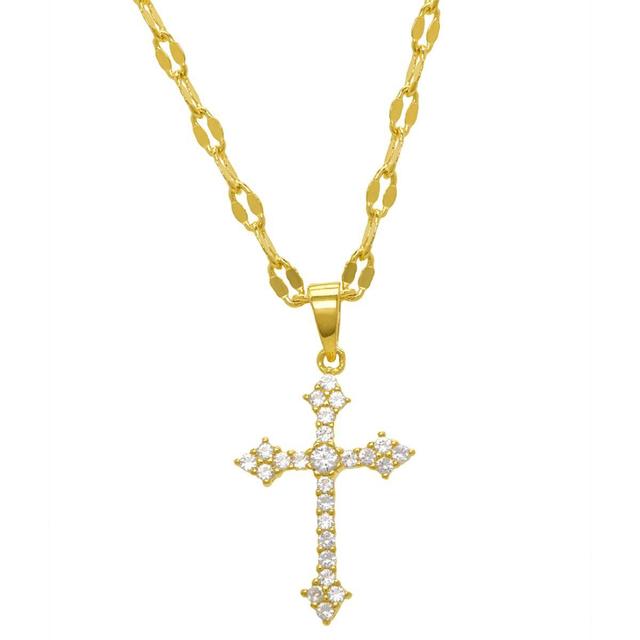 Gianni Argento Lab White Sapphire Cross Pendant