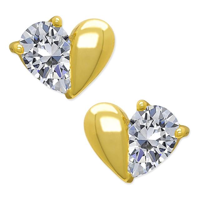 Gianni Argento Lab Grown White Sapphire Half Heart Stud Earrings