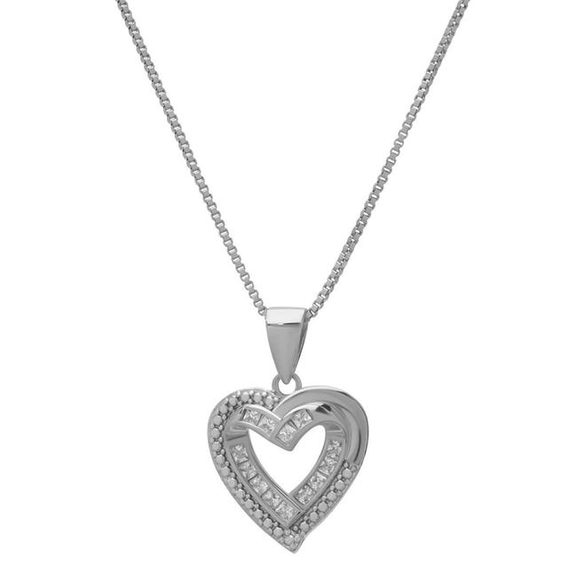 Sterling Silver Baguette Heart Pendant Necklace