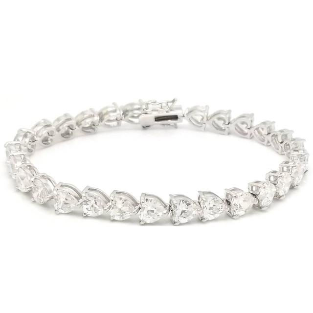 Silver Plated CZ Heart Link Bracelet