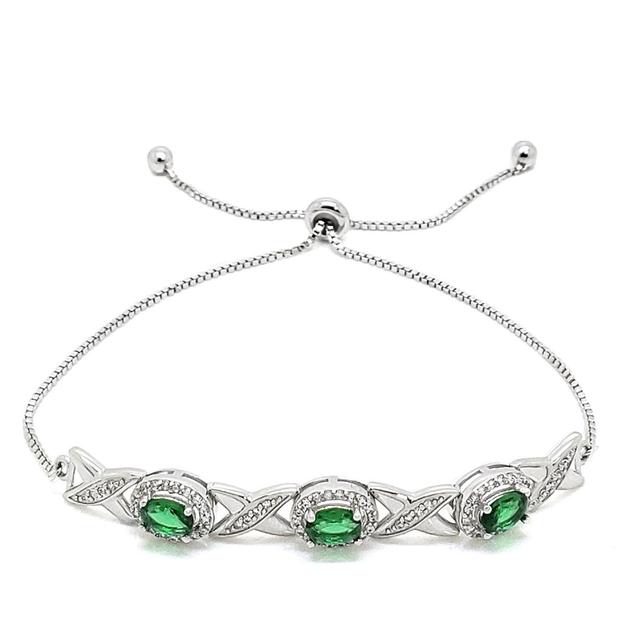 Gemstone by Gianni Argento Lab Emerald XO Adjustable Bracelet