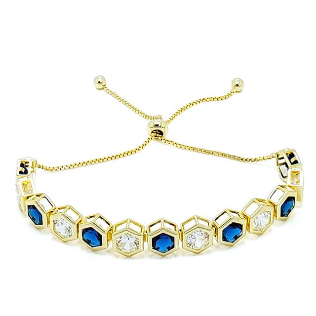 Gianni Argento Gold Plated Adjustable Honeycomb Bracelet