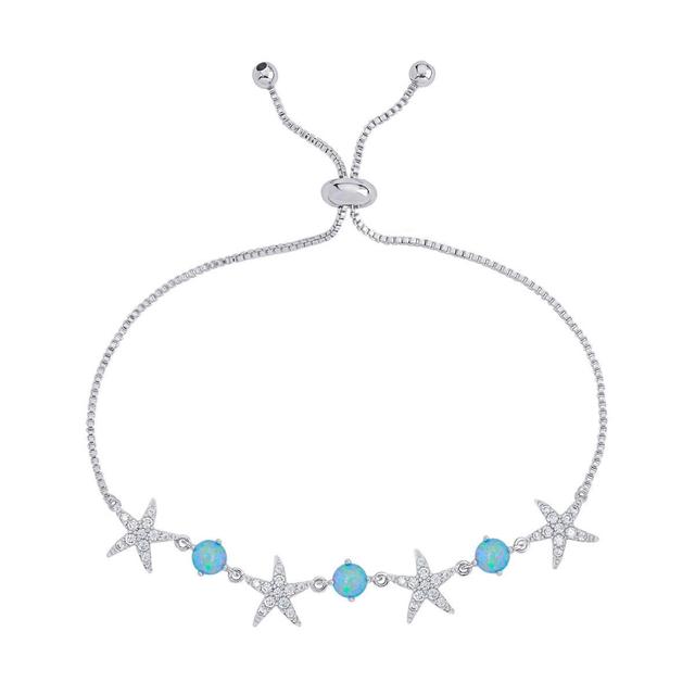 Gianni Argento Starfish Adjustable Bracelet - Silver/Blue Opal