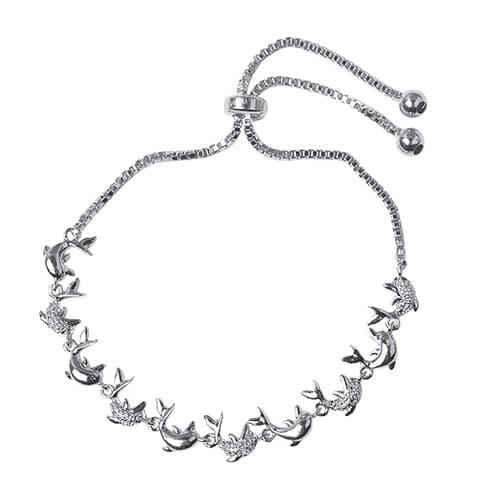 Gianni Argento Silver Plated/Diamond Accent Dolphin Bracelet