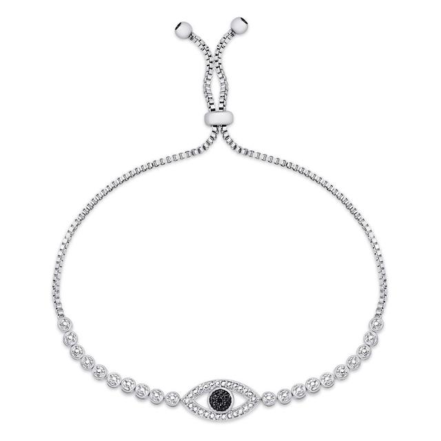 Gianni Argento Silver Plated Diamond Evil Eye Adjustable Bracelet
