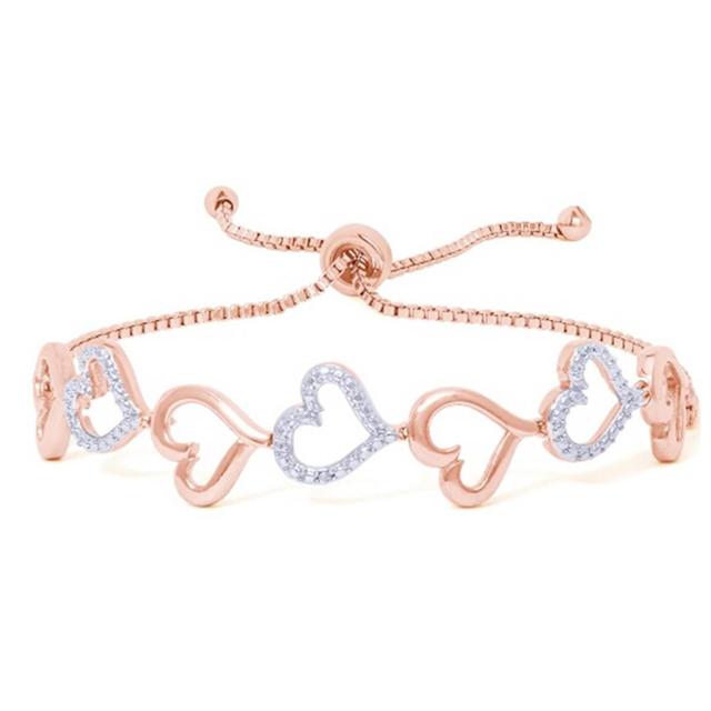 Gianni Argento Diamond Accent Heart Two-Tone Link Bracelet