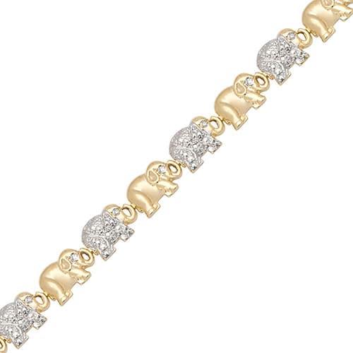 Gianni Argento Gold Plated/Diamond Accent Elephant Link Bracelet