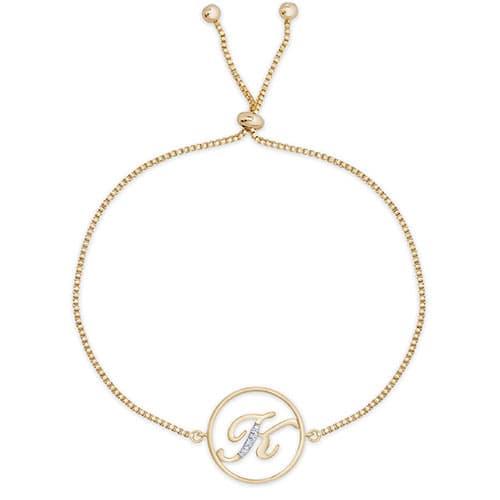 Accents by Gianni Argento Diamond Plated Initial K Gold Bracelet