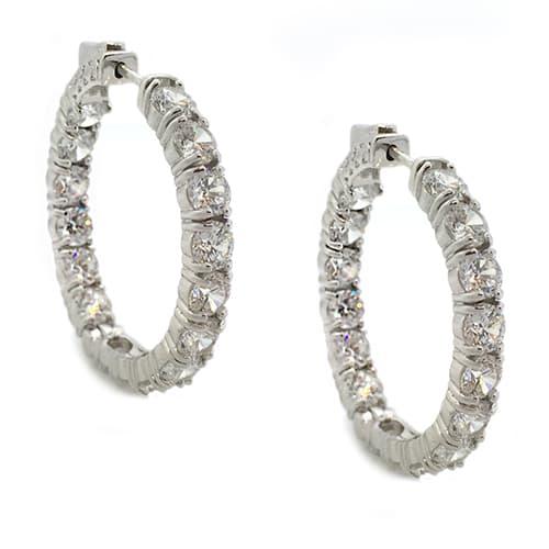 Silver Plated & CZ Hoop Earrings
