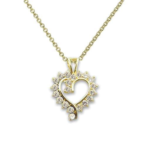 Gold Plated CZ Twisted Heart Pendant Necklace
