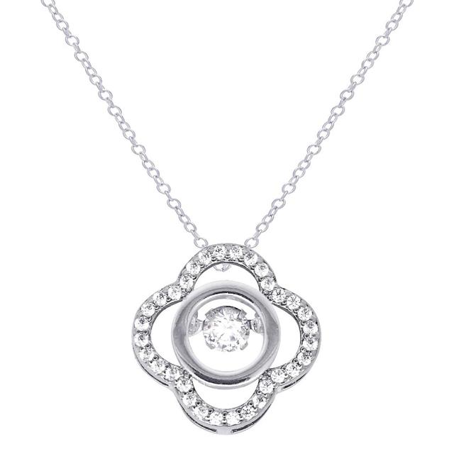 Silver Plated CZ Clover Pendant