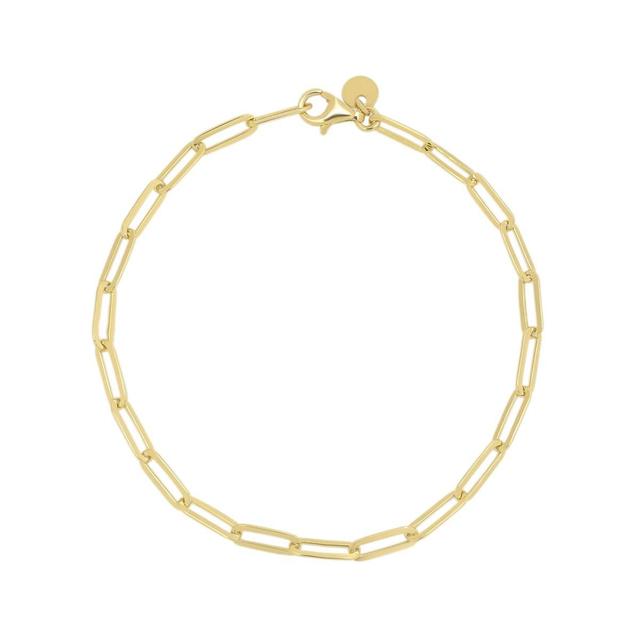 14kt. Over Sterling Silver Mini Paperclip 7.25in. Chain Bracelet