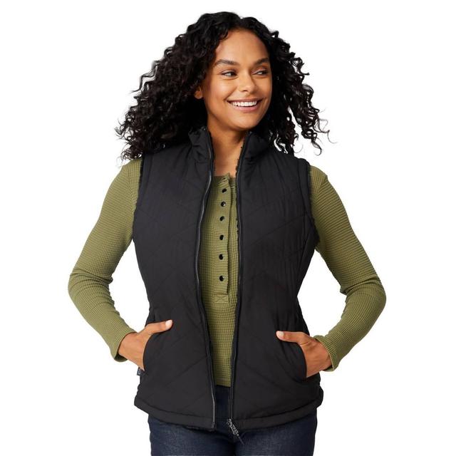 Womens Free Country Reversible Puffer Vest with Faux Fur Lining