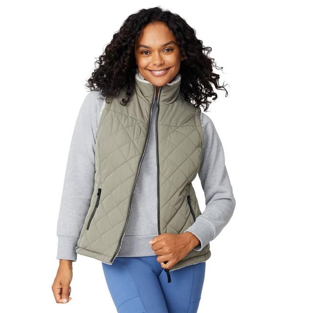 Womens Free Country Reversible Puffer Vest with Sherpa Lining