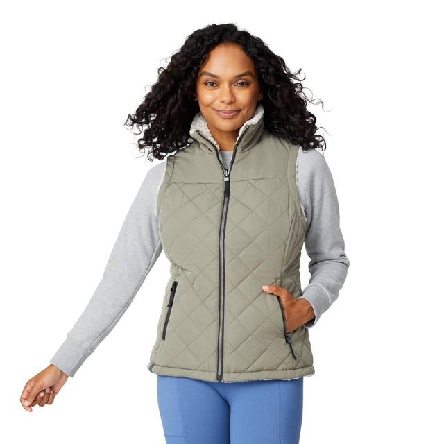 Womens Free Country Reversible Puffer Vest with Sherpa Lining