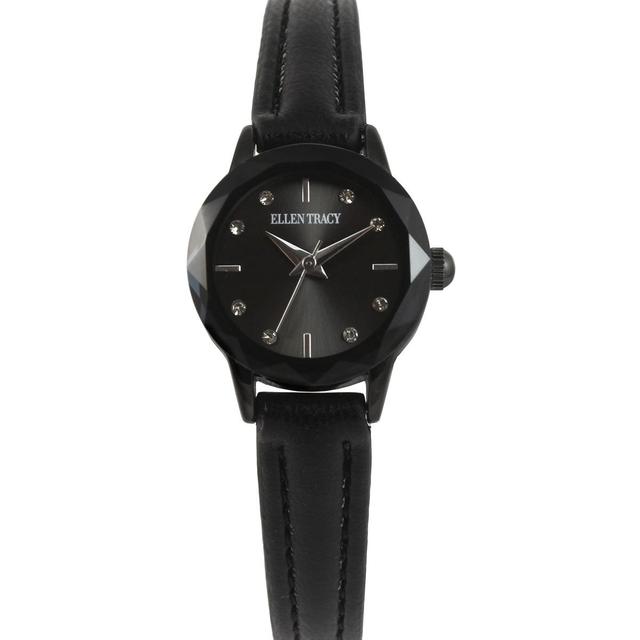 Womens Ellen Tracy Gunmetal Faceted Bezel Watch - ET5405GU