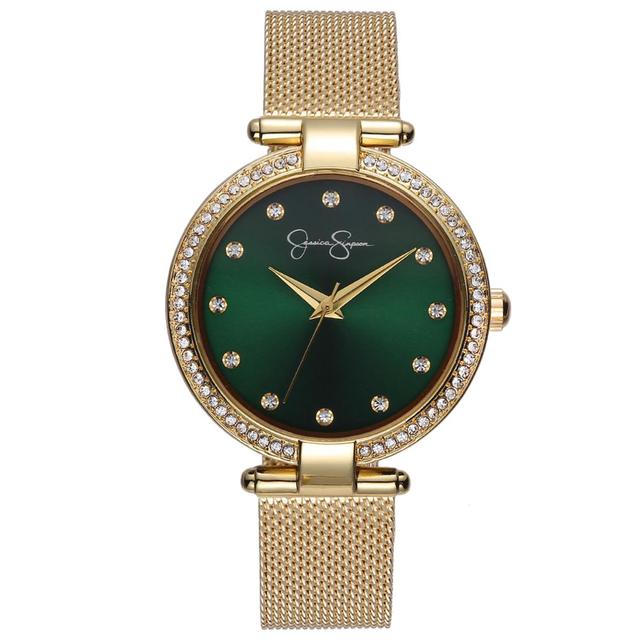 Womens Jessica Simpson Gold-Tone Green Dial Watch - JS0009GD