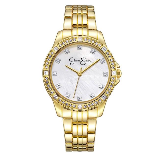 Jessica Simpson Gold-Tone Crystal Accent Bracelet Watch-JS0100GD