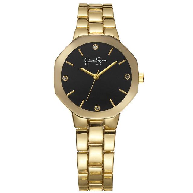 Womens Jessica Simpson Gold-Tone Metal Bezel Watch - JS0102GD