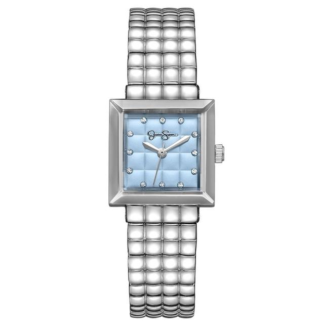 Womens Jessica Simpson Silver-Tone Blue Square Watch - JS0118SL