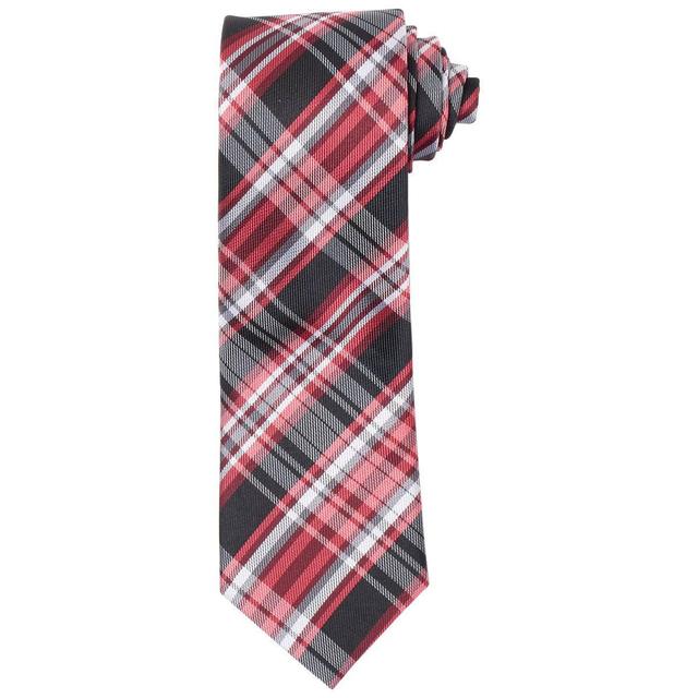 Boys Bill Blass Plaid Tie - Red/Black