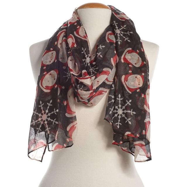 Womens David & Young Light Weight Santa Snowflake Scarf
