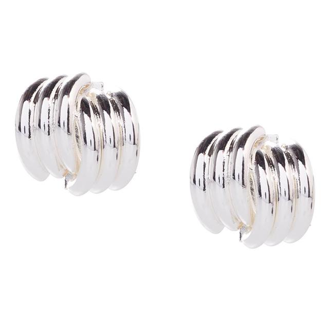 Design Collection Silver-Tone Swirl Tailored Stud Earrings