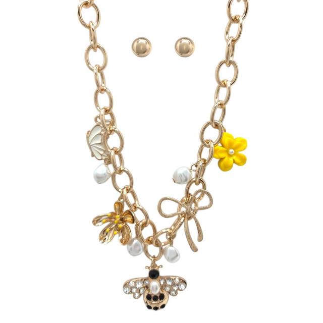 Ashley Cooper(tm) Gold-Tone Bee Flower Charm Necklace Set