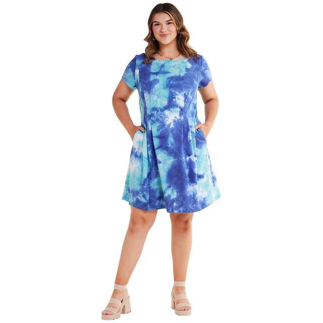 Plus Size Connected Apparel Short Sleeve Pocket Shift Dress
