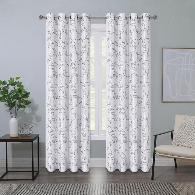 Sunshield Remington-E 100% Blackout Embroidered Grommet Curtains