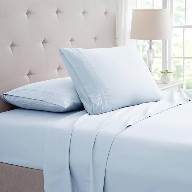 Bibb Home Bamboo 4pc. Luxury 3 Line Embroidered Sheet Set