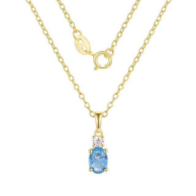 December Birthstone Blue Zircon & CZ Pendant
