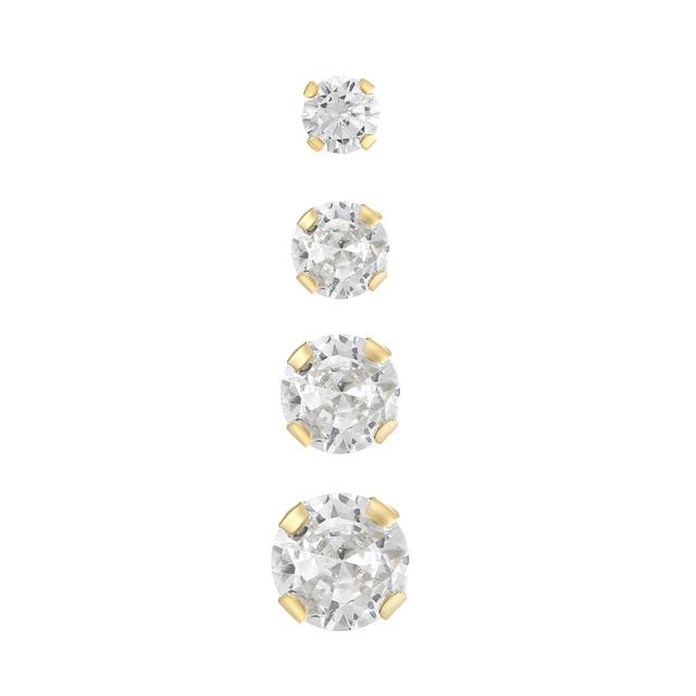 10kt. Yellow Gold CZ 4 Single Stud Earrings
