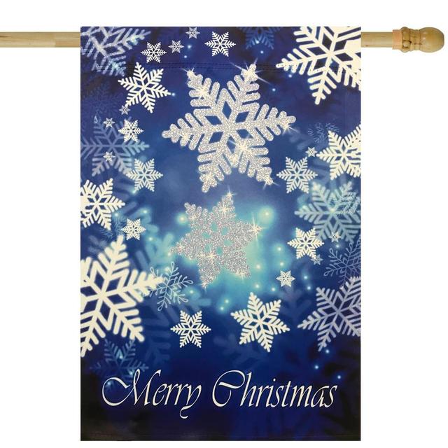 Northlight Seasonal Merry Christmas Snowflakes House Flag