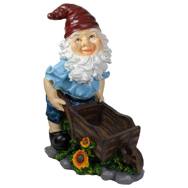 Northlight Seasonal 20in. Wheelbarrow Gnome Outdoor Garden Statue