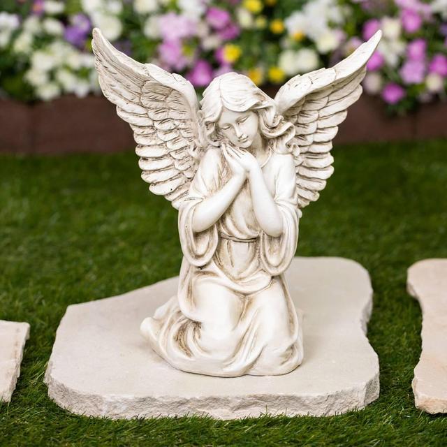 Northlight Seasonal Kneeling Angel with Open Wings Statue