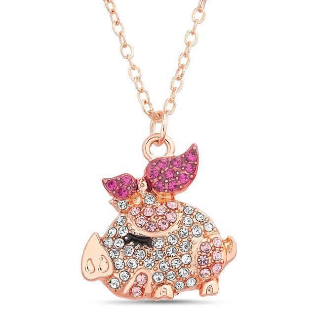 Crystal Kingdom Gold Multi-Color Crystal Piglet Pendant Necklace