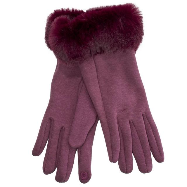 Womens Olivia Parker Faux Fur Cuff Gloves