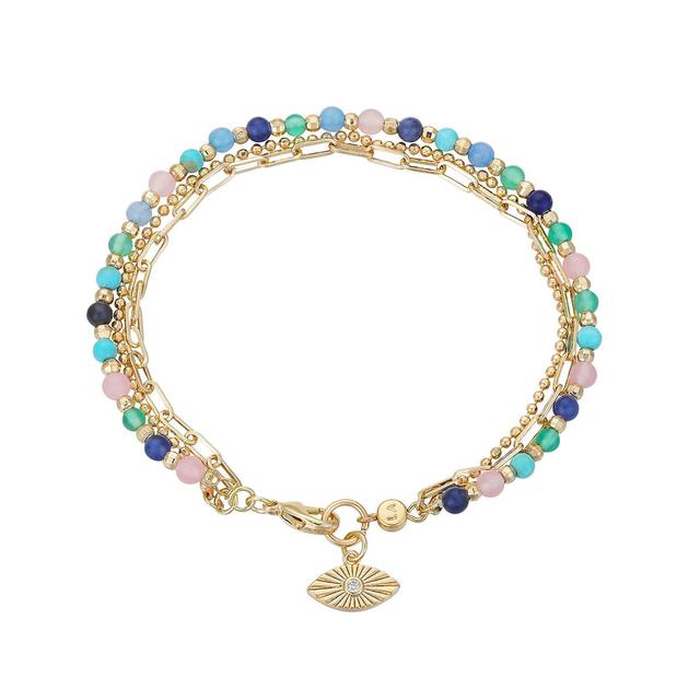 Shine Diamond Cut Evil Eye Beaded Triple Strand Bracelet
