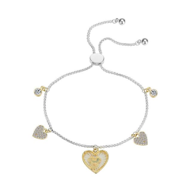 Shine Fine Silver Plated CZ Minnie Mouse Heart Bolo Bracelet
