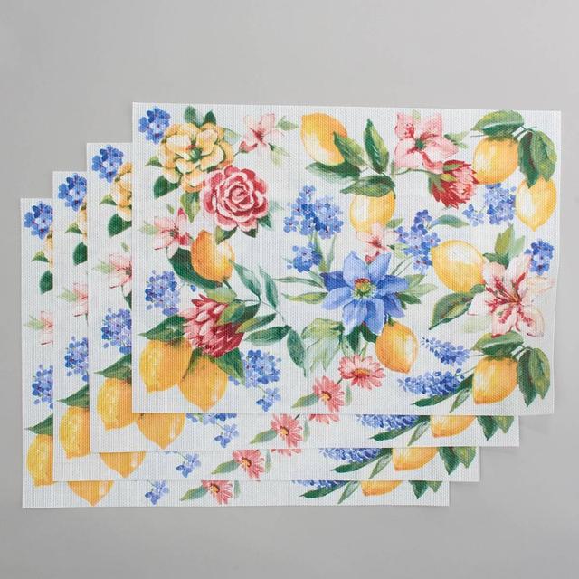 Lemon Bouquet Dig Vinyl Placemats - Set of 4