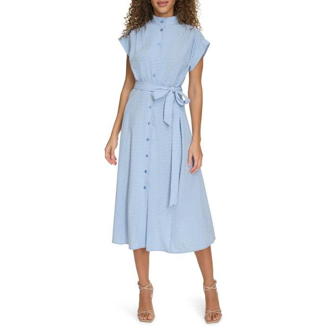 Womens Calvin Klein Short Sleeve Commuter Gingham Shirtdress